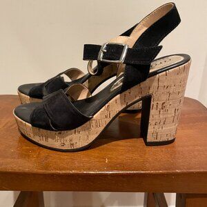 Cordani Faux Cork/Suede Chunky Platform Sandals NWOT
